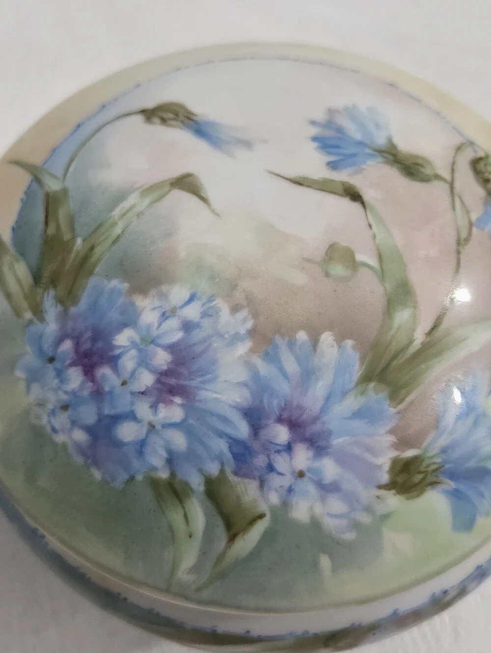 Pair Of Bavarian Porcelsin Hand Painted Dresser Jars 1890's - 1920's Signed